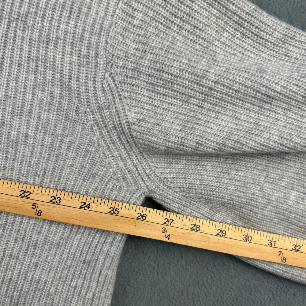 Ralph Lauren 100% Cashmere Ribbed Cardigan Gray Open Front Tie Wrap Sweater Sz L - Picture 6 of 7
